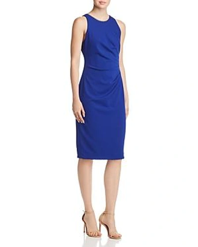 Shop Adrianna Papell Draped Crepe Dress In Cyprus Blue
