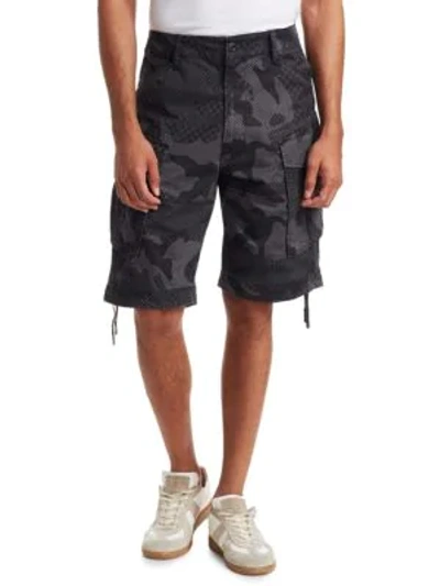 Shop G-star Raw Rovic Loose Camouflage Shorts In Black