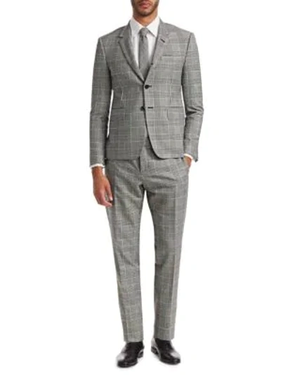 Shop Thom Browne Regular-fit Wool Plaid Suit In Black White