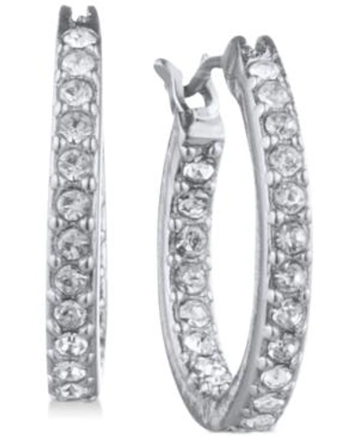 Shop Givenchy Pave Extra Small 1/2" Small Hoop Earrings S In Silver