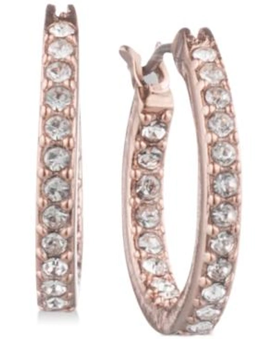 Shop Givenchy Pave Extra Small 1/2" Small Hoop Earrings S In Rose Gold