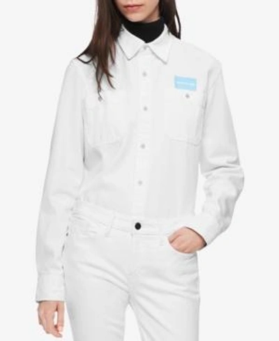 Shop Calvin Klein Jeans Est.1978 Uniform Cotton Button-up Shirt In Summer White