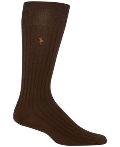 Shop Polo Ralph Lauren Men's Embroidered Trouser Socks In Brown