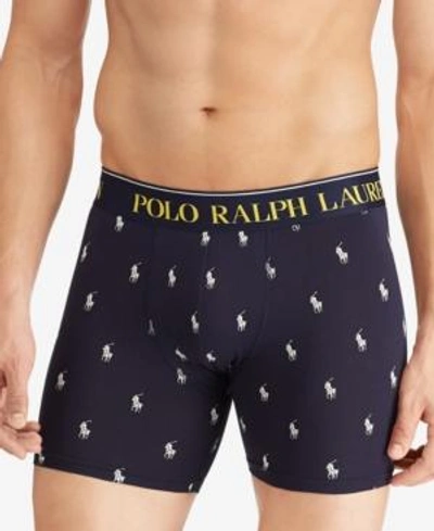 Shop Polo Ralph Lauren Men's Stretch Boxer Briefs In Cruise Navy & White Pony