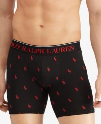 Shop Polo Ralph Lauren Men's Stretch Boxer Briefs In Polo Black & Red Pony