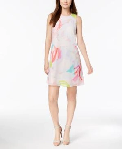 Shop Calvin Klein Trapeze Dress In Blush Multi
