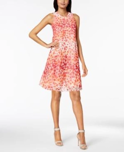 Shop Calvin Klein Petite Trapeze Dress In Watermelon Multi