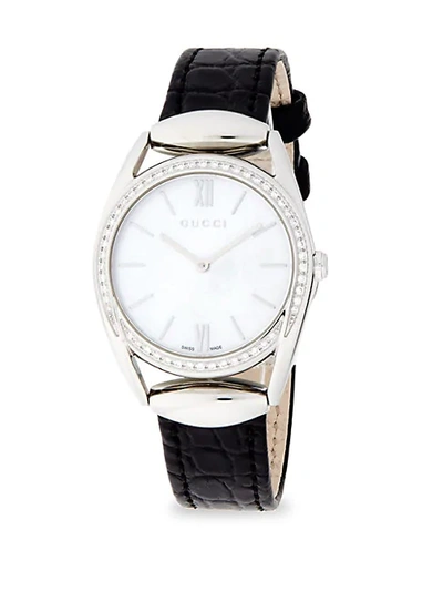 Shop Gucci Diamond, Mother-of-pearl & Steel Strap Watch