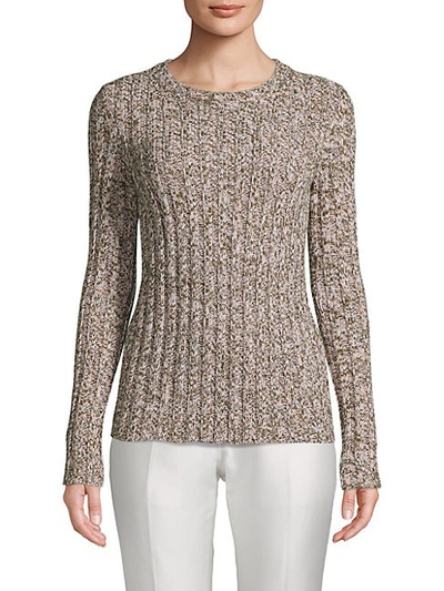 Shop Valentino Heathered Crewneck Sweater In Cipria