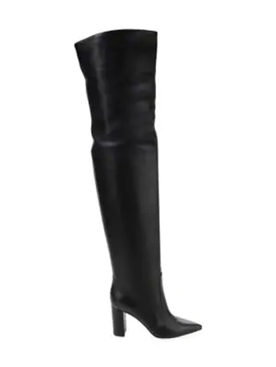 Shop Gianvito Rossi Leather Over-the-knee Slouchy Boots In Black