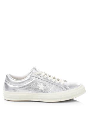 converse one star metallic leather sneakers