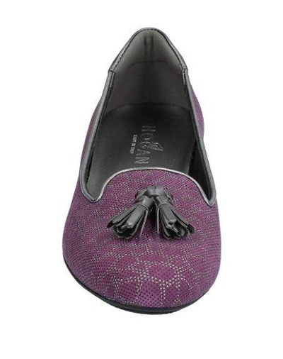 Shop Hogan Woman Loafers Purple Size 5 Soft Leather