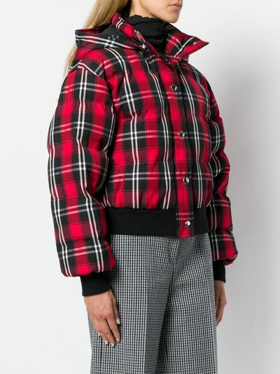 Shop Msgm Checked Puffer Jacket In Red
