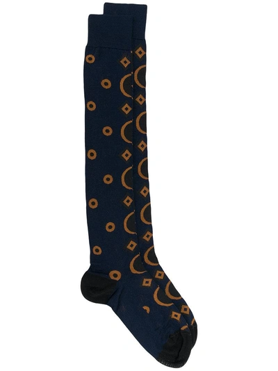 Shop Marni Geometric Long Socks - Blue
