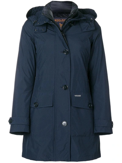 Shop Woolrich Layered Raincoat - Blue