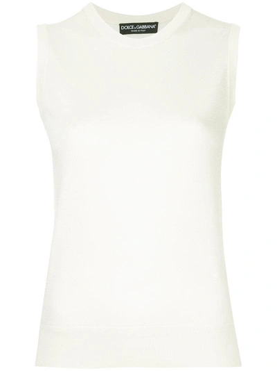 Shop Dolce & Gabbana Sleeveless Knitted Top - White
