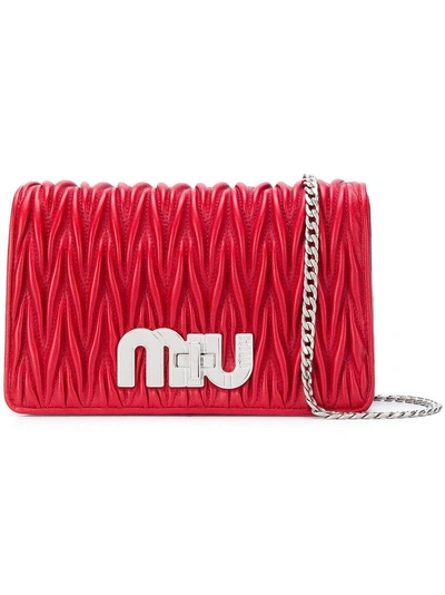 Shop Miu Miu Matelassé Cross-body Bag - Red