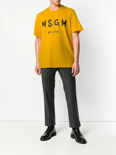 Shop Msgm Plain T-shirt - Yellow