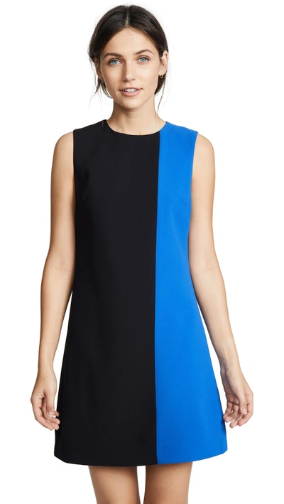 Shop Alice And Olivia Coley Colorblock Dress In Black/palace Blue