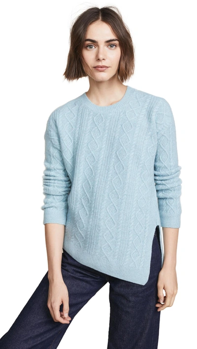 Shop Pringle Of Scotland Cable Rib Sweater In Aqua Melange