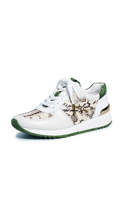 Shop Michael Michael Kors Allie Trainers In Natural/cream/green