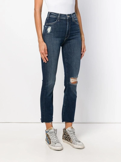 Shop Mother Close To The Edge Cropped Jeans - Blue