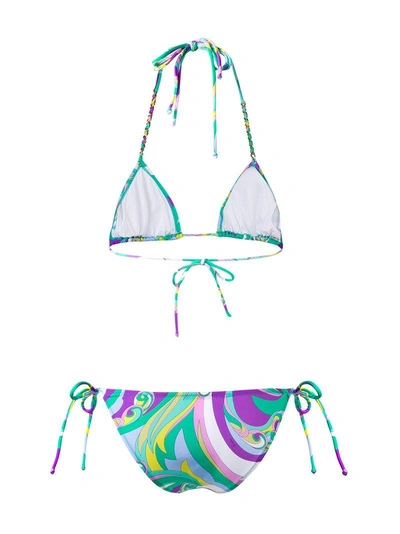 Shop Emilio Pucci Printed Triangle Bikini - Green