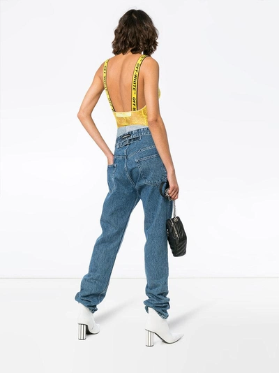 Shop Off-white Lace Logo Strap Body In Yellow