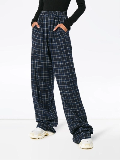 dechifrere Mona Lisa heroisk Balenciaga Brushed-cotton Checked Trousers In Blue | ModeSens