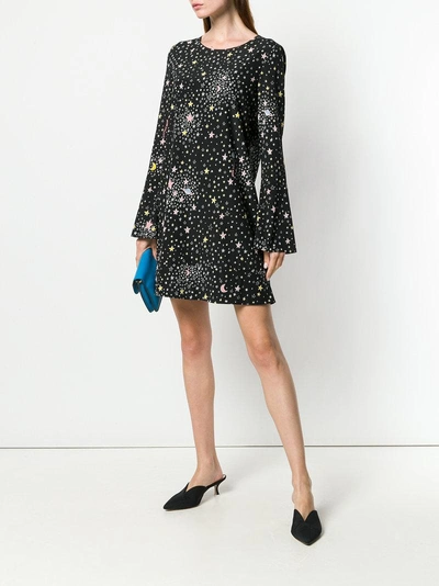 Shop Boutique Moschino Cosmic Print Dress In Black
