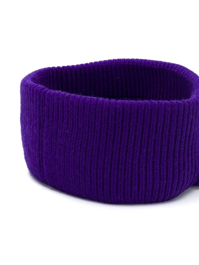 Shop Prada Ribbed-knit Visor - Purple In Pink & Purple