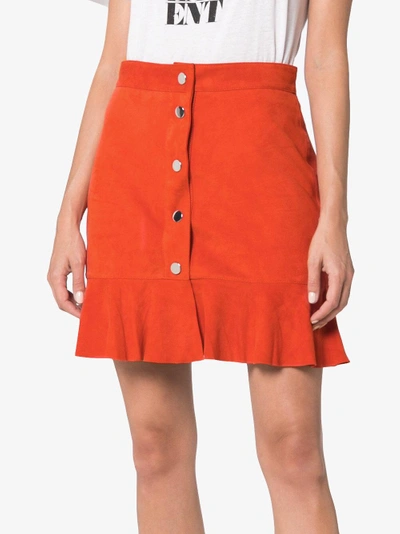 Shop Ganni Salvia Mini Skirt In Red