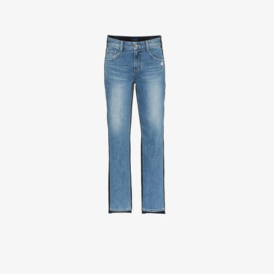 Shop Sjyp Mid Rise Corduroy Straight Jeans In Blue