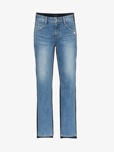 Shop Sjyp Mid Rise Corduroy Straight Jeans In Blue