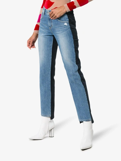 Shop Sjyp Mid Rise Corduroy Straight Jeans In Blue