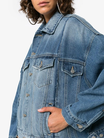 Shop Sjyp Oversized Panelled Denim Jacket In Blue