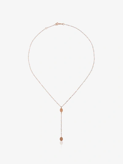 Shop Gigi Clozeau 18k Rose Gold Madone Beaded Necklace In White
