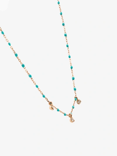 Shop Gigi Clozeau Blue 18kt Rose Gold Beaded Diamond Necklace