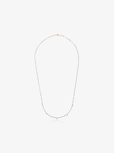 Shop Gigi Clozeau 18k Yellow Gold 55 Cm Beaded Diamond Necklace In Black