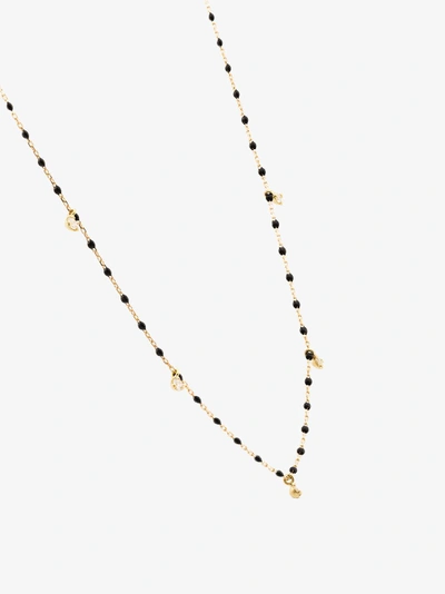 Shop Gigi Clozeau 18k Yellow Gold 55 Cm Beaded Diamond Necklace In Black