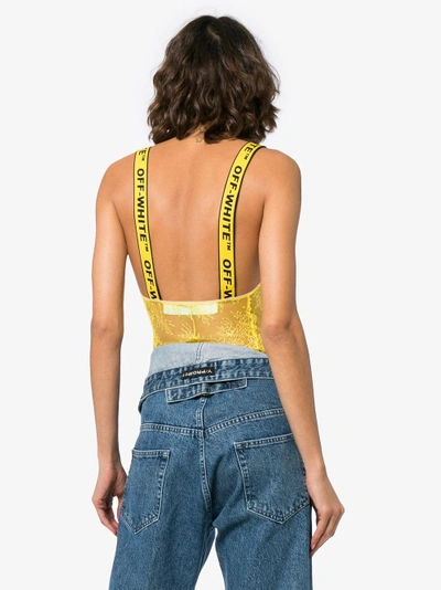 Shop Off-white Lace Logo Strap Body In Yellow&orange