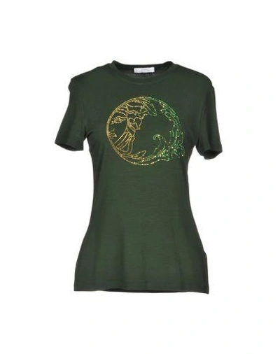 Shop Versace T-shirt In Dark Green