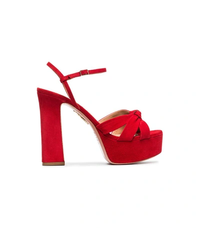 Shop Aquazzura Baba Plateau Platform Sandals In Red