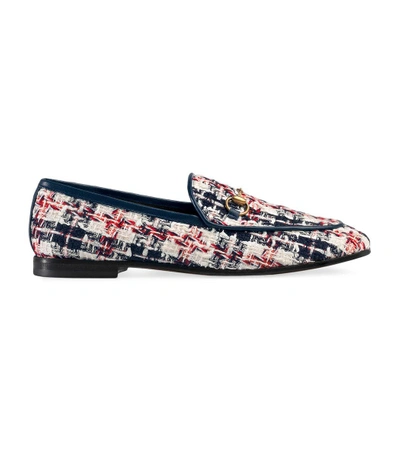 Shop Gucci Tweed Loafers In Multi