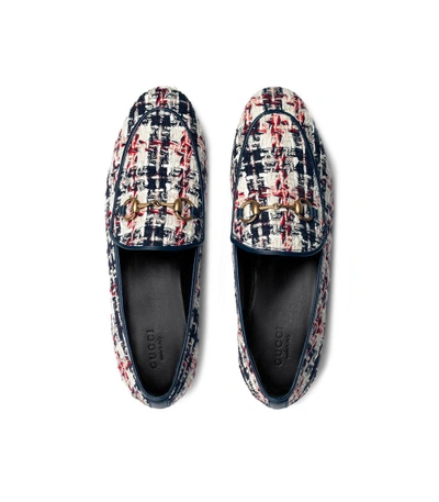 Shop Gucci Tweed Loafers In Multi