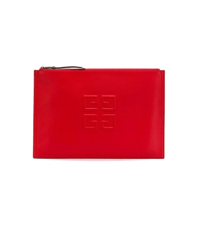 Shop Givenchy Emblem Large Pouch In Red
