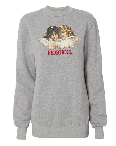 Shop Fiorucci Angel Print Long Grey Sweatshirt