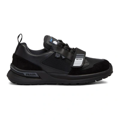 Shop Prada Black Mechano Sneakers In F0002 Nero