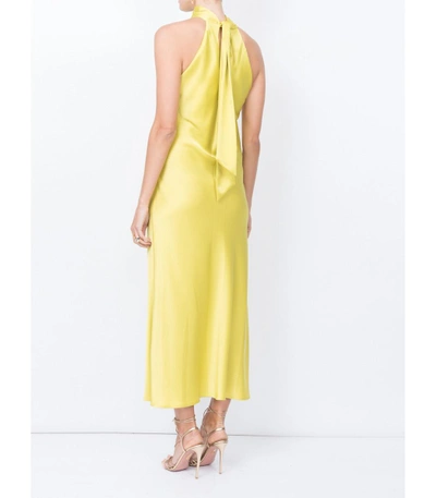 Shop Galvan Satin Sienna Dress In Yellow