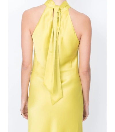 Shop Galvan Satin Sienna Dress In Yellow